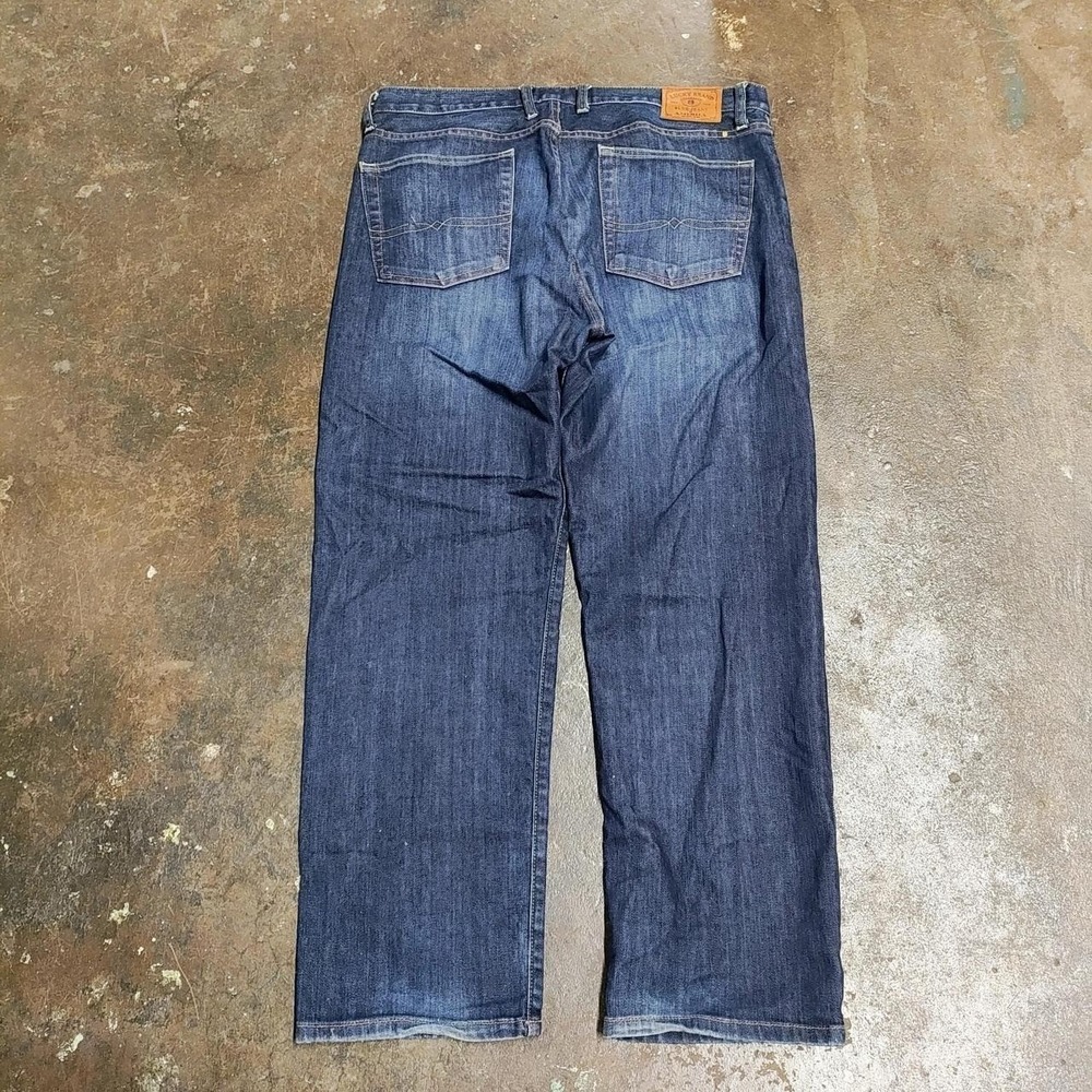 lucky brand jeans 36x30 329 classic straight stretch dark wash distressed denim